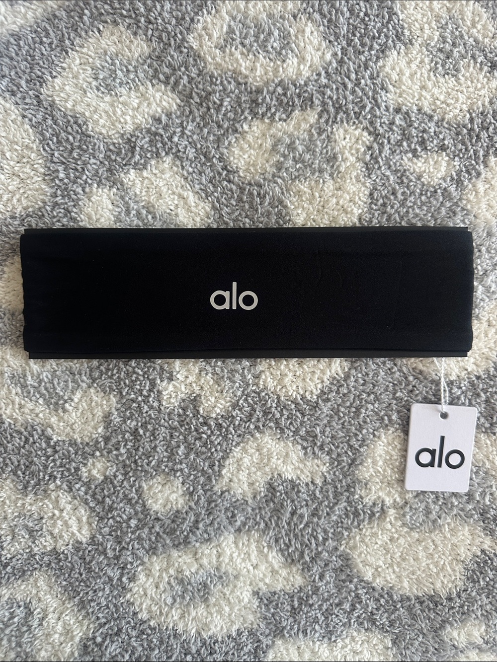 ALO Yoga Black Stretch Headband with Logo